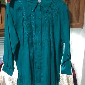 Club Z‎ Tunic Button down Teal 1X